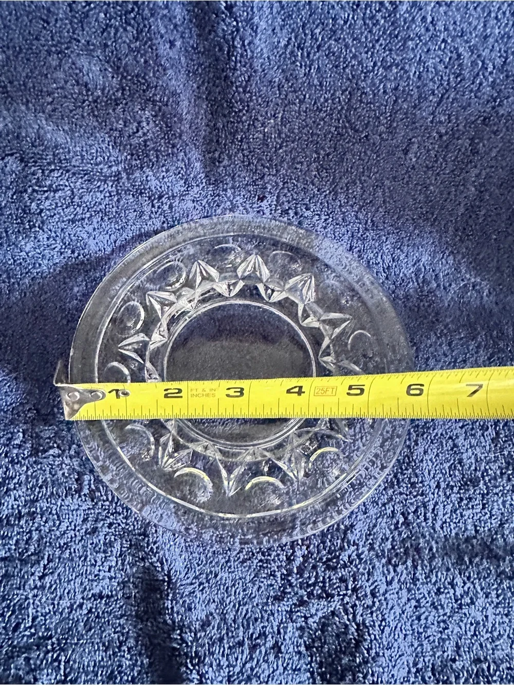 Clear Glass Candle Holder with Starburst Pattern